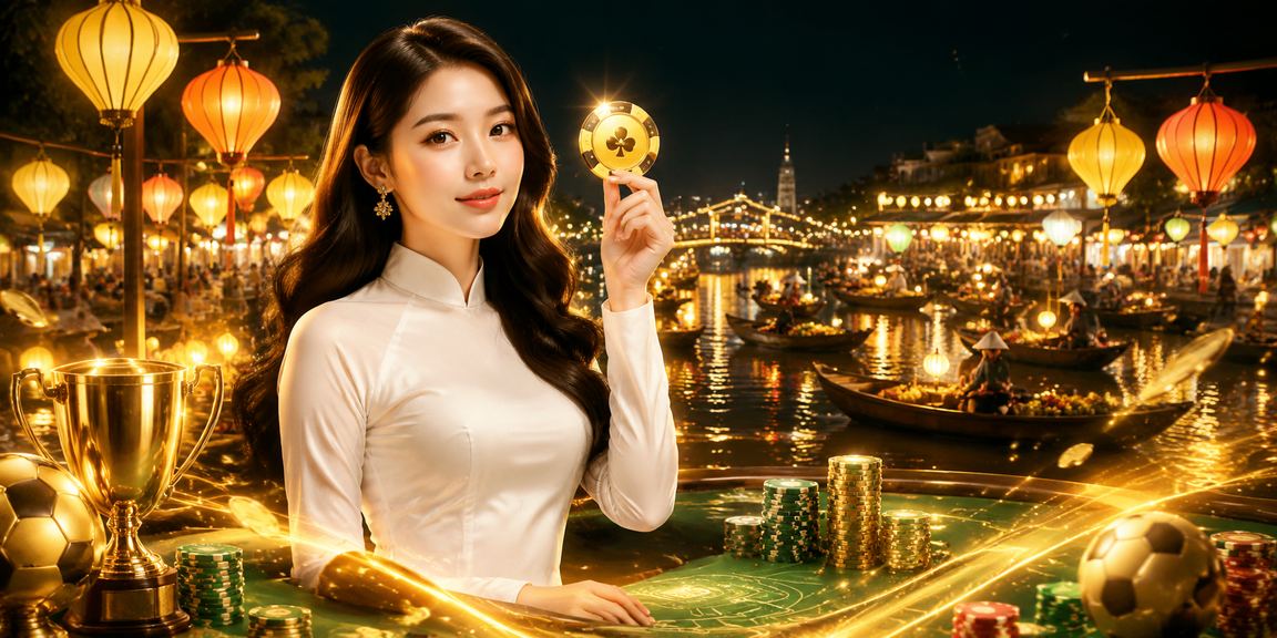 Người chơi mặc áo dài tham gia cá cược casino tại phố cổ Hội An, hòa quyện văn hóa truyền thống và giải trí hiện đại